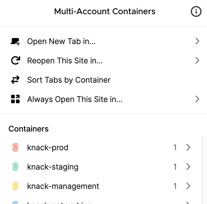 Firefox account containers